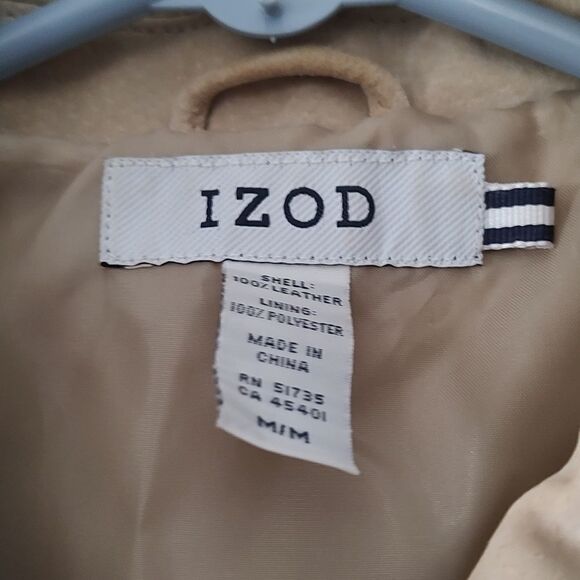 Ladies Izod tan color button down leather jacket Sz M - Picture 4 of 7